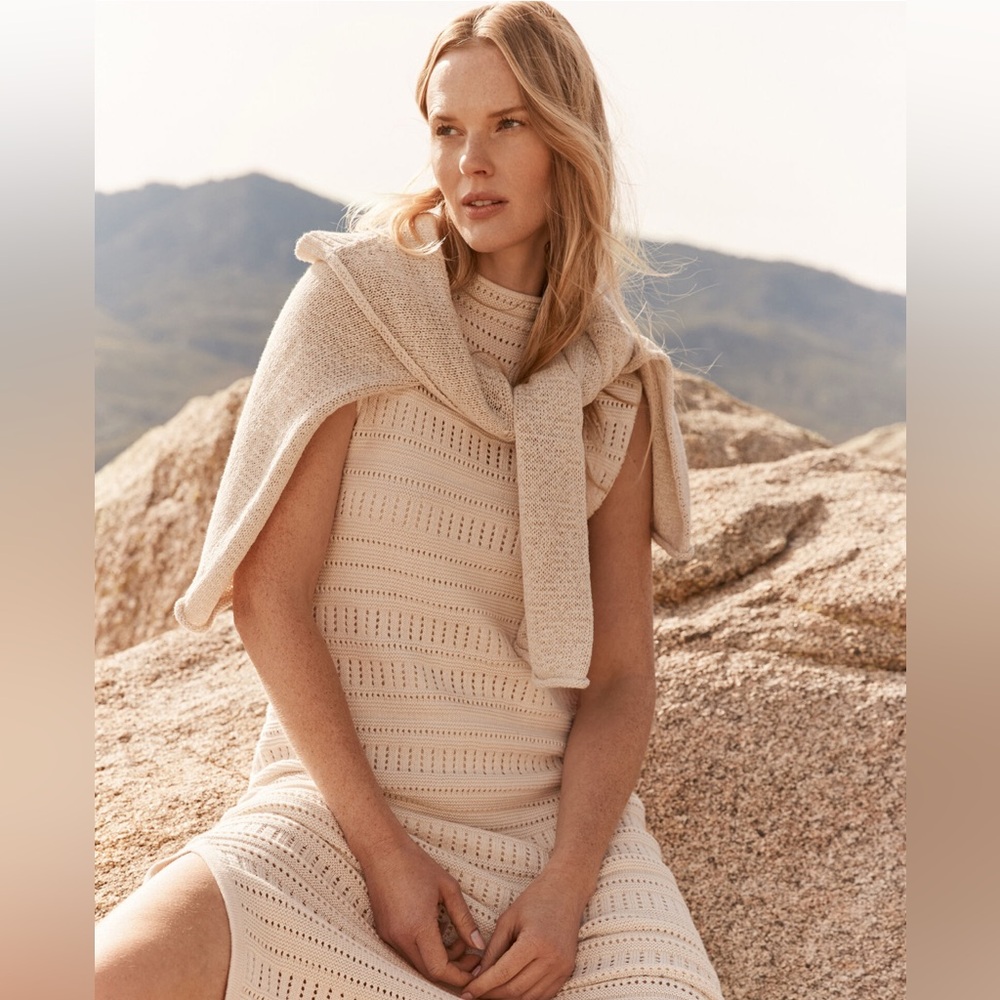 Haven Well Within Organic Cotton Open Stitch Funnel Neck Dress - Picture 3 of 5